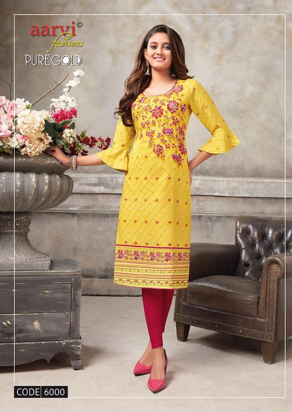 Aarvi Pure Gold Vol 5 Fancy Rayon Printed Kurti 